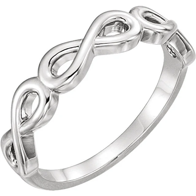 Ladies Rings Pure Spark-Stackable Infinity Ring in Sterling Silver or 14k Gold