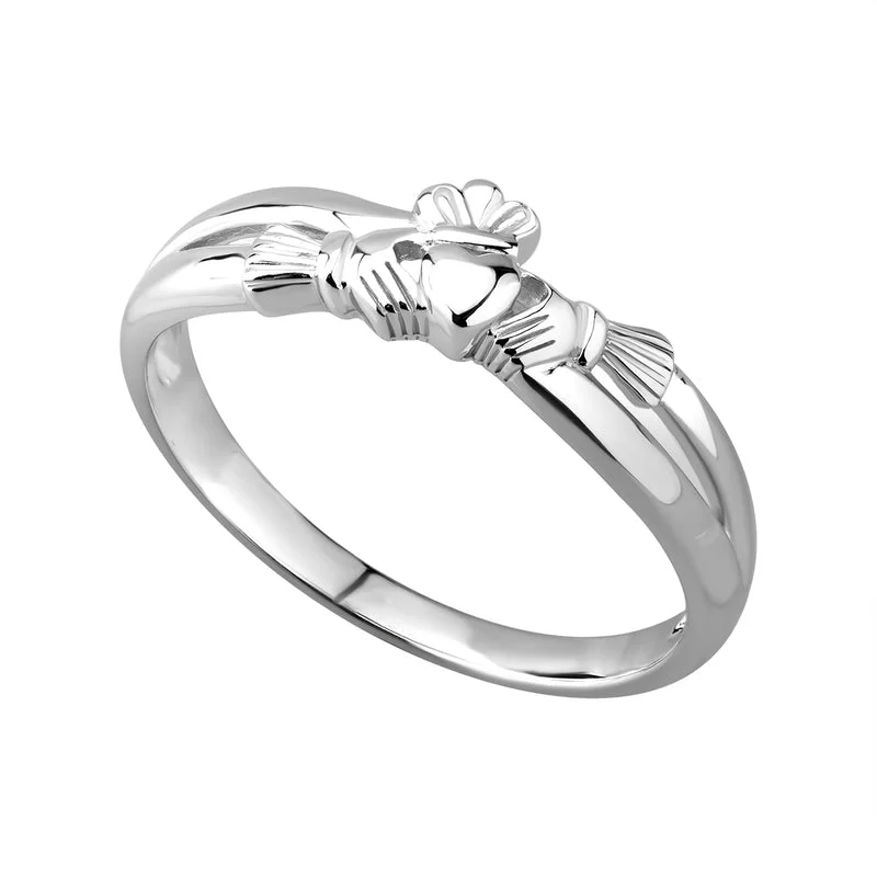 Ladies Rings for Engineer Glow-Silver Claddagh Crossover Ring