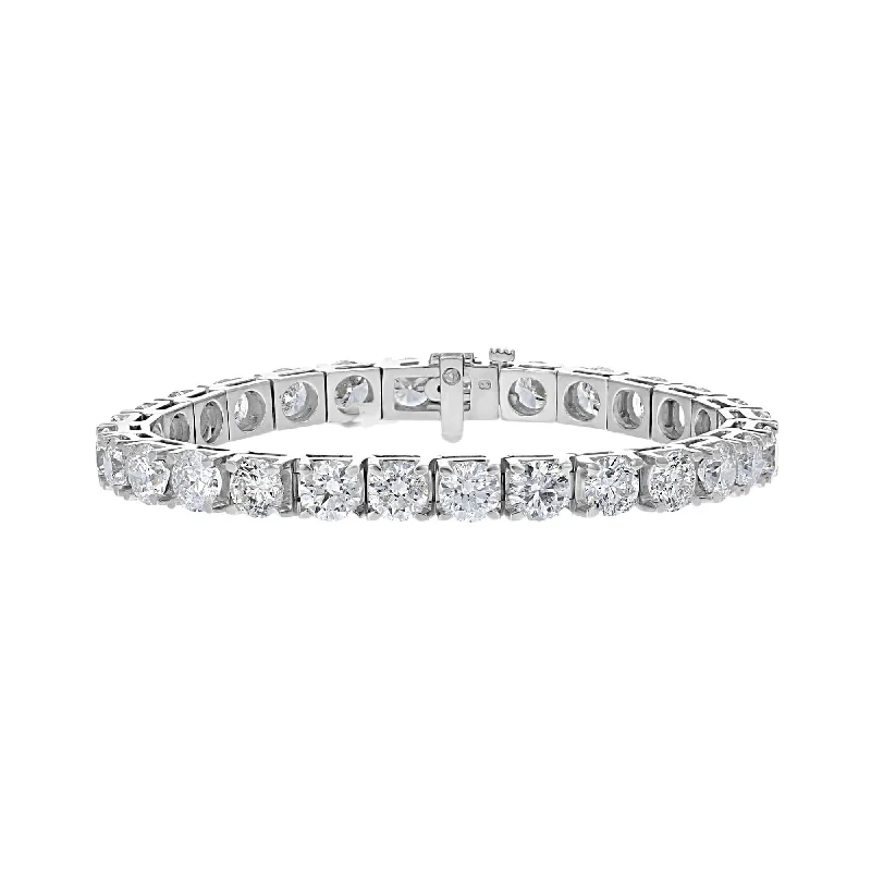 Ladies dramatic statement bracelets -14KT WHITE GOLD 21 CTW ROUND DIAMOND TENNIS BRACELET