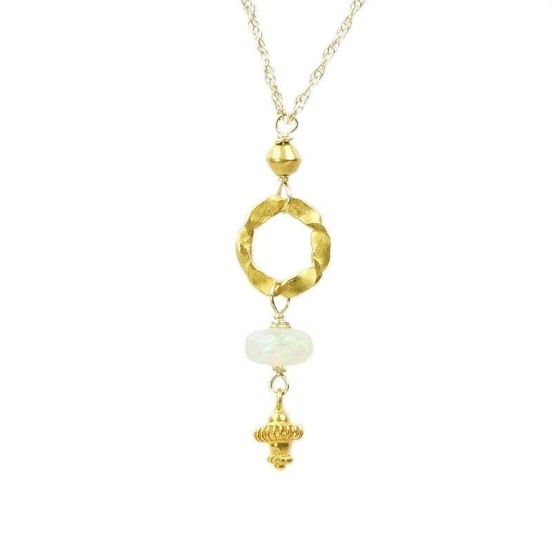 Smooth ceramic necklaces -Twisted O Necklace with Opal by brunet