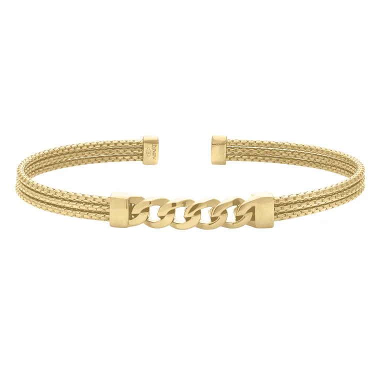 Ladies balanced harmony bracelets -Gold Vermeil Sterling Silver 3 Cable Curb Link Cuff Bracelet