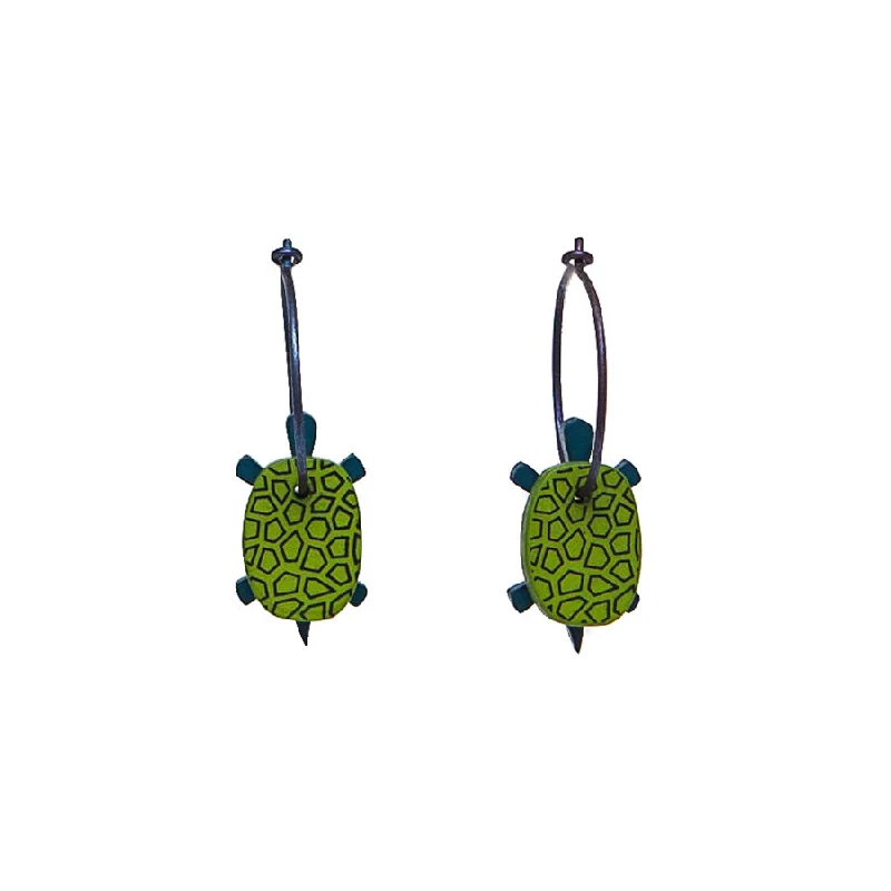 Ladies Earrings with Green Clinozoisite-Lene Lundberg K-Form Green Turtle Earrings