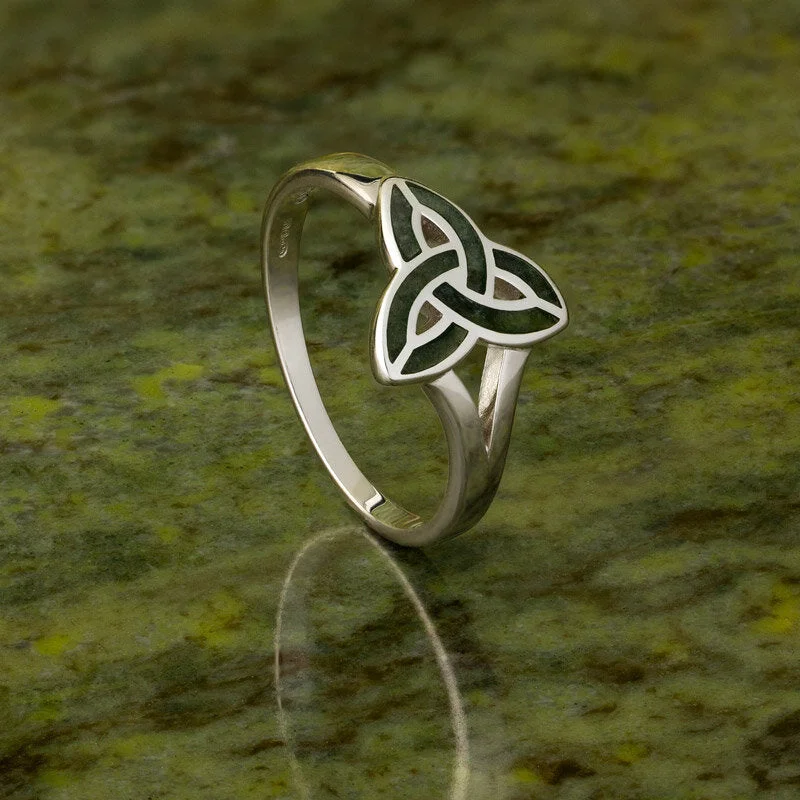 Ladies Rings with Nebula Shine-Connemara Marble Trinity Knot Ring