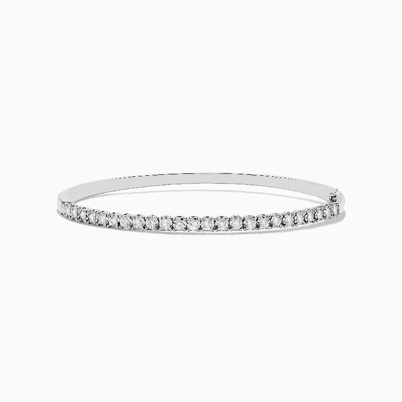 Ladies understated minimal bracelets -Pave Classica 14K White Gold Diamond Bangle 0.98 TCW