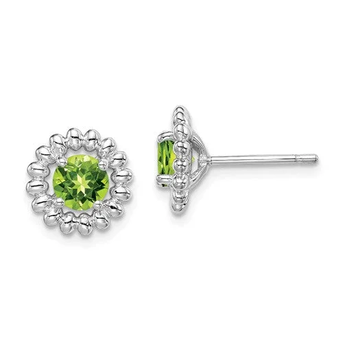 Ladies Earrings Wave Spark-Sterling Silver Peridot Round Earrings