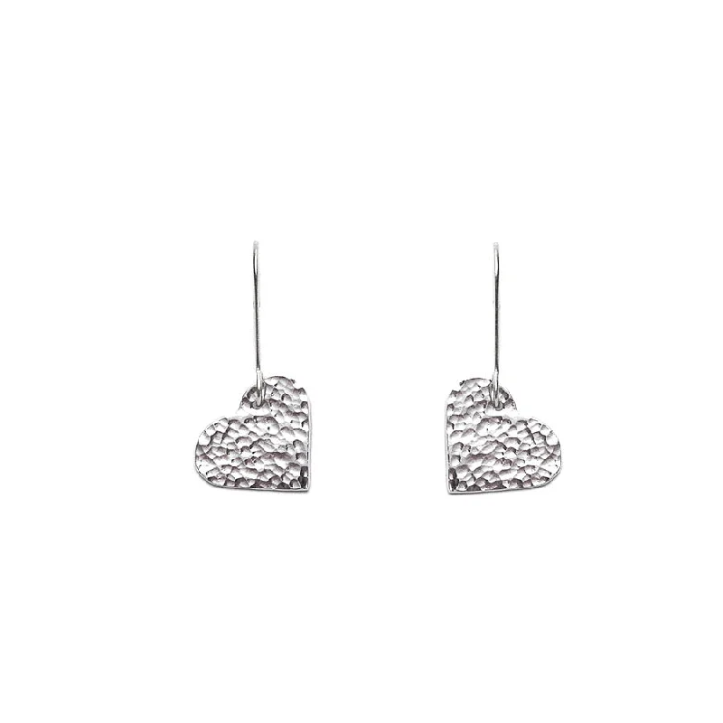 Ladies Earrings for Girl Shine-Just Trade Hammered Silver Finish Heart Earrings