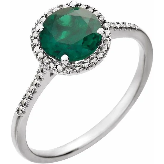 Ladies Rings for Festive Glow-Sterling Silver Round Gemstone & .01 CTW Diamond Halo-Style Rings