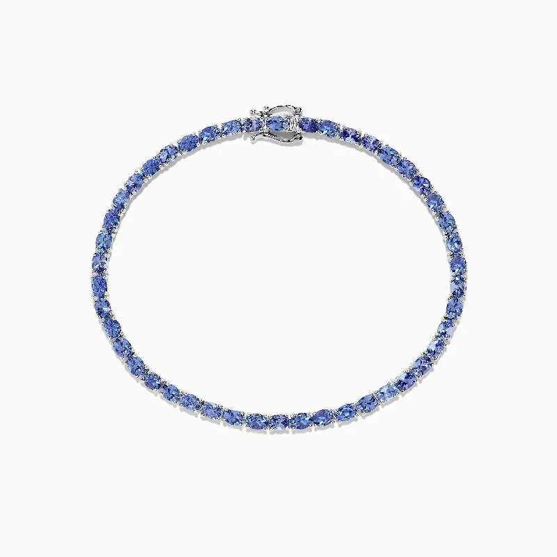 Ladies glossy finish bracelets -Nahla Siri Sterling Silver Tanzanite Tennis Bracelet, 6.65 TCW