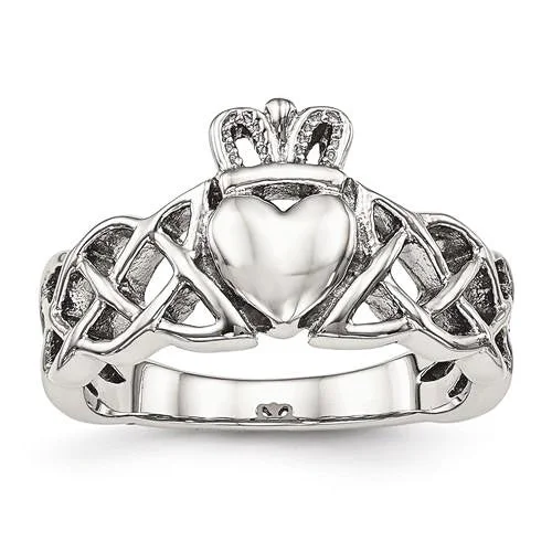 Ladies Rings with Oval Shine-Stainless Steel Celtic Knot Claddagh Ring