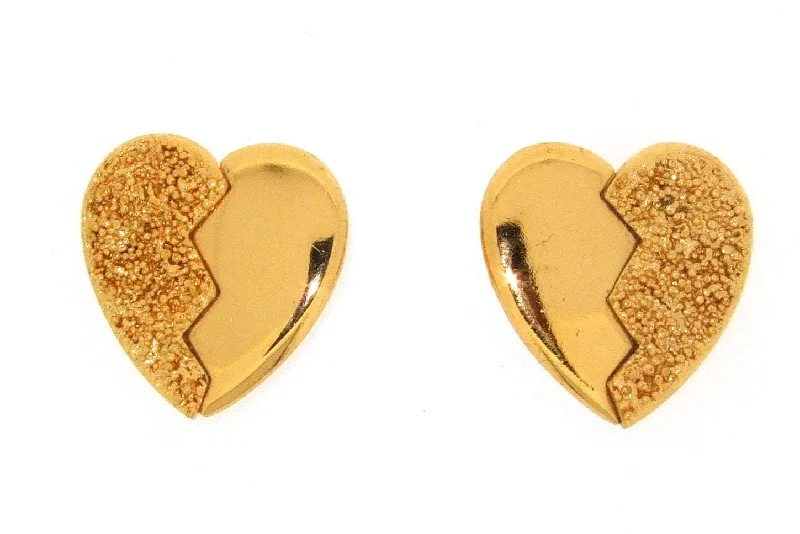 Ladies Earrings with Hex Glow-Vintage YSL Heart Earrings Gold Yves Saint Laurent