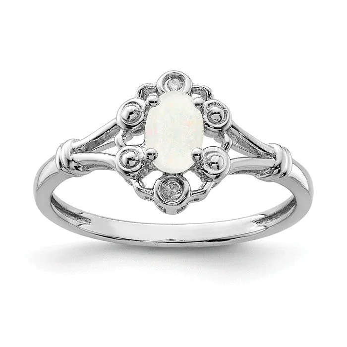 Ladies Rings Geometric Spark-Sterling Silver Oval Gemstone & Diamond Birthstone Rings