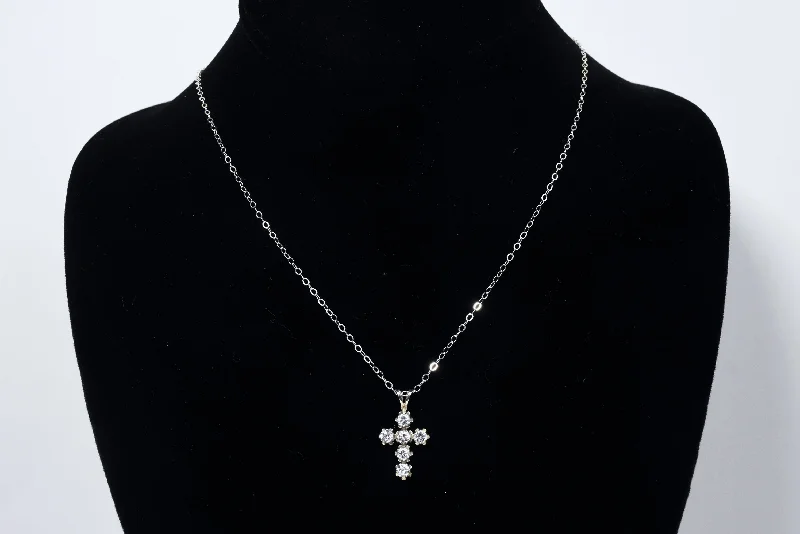 Empowering shine necklaces -Sterling Silver Rhinestone Crucifix on Sterling Silver Chain Necklace - 19"