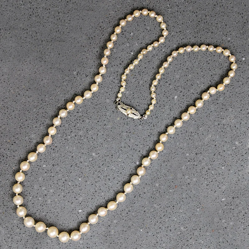 Anchor gleam necklaces -Matinee Length Graduated Cultured Pearl Necklace