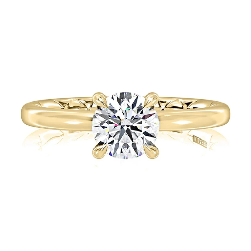 Ladies Engagement Rings Heart Spark-14K Yellow Gold 4 Prong Round Solitaire Engagement Ring Mounting