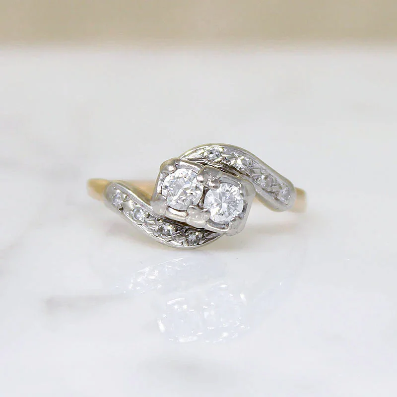 Ladies Engagement Rings Square Spark-Romantic Toi et Moi Diamond Engagement Ring