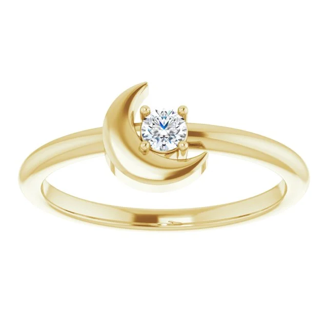 Ladies Rings with Triangle Spark-14K Gold 1/10 CT Natural Diamond Celestial Ring