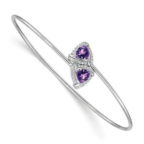 Ladies vivid painted bracelets -14KT WHITE GOLD 1.10 CTW AMETHYST & .17 CTW DIAMOND FLEX BANGLE