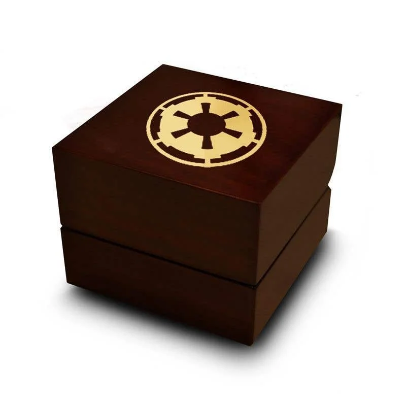 Ladies Engagement Rings Antique Spark-Star Wars Sith Imperial Star Symbol Engraved Wood Ring Box Chocolate Dark Wood Personalized Wooden Wedding Ring Box