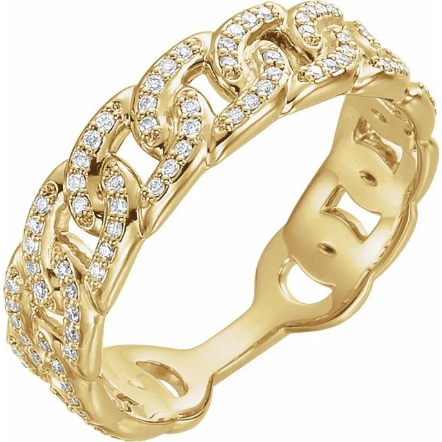 Ladies Rings with Pink Eudialyte-14K Yellow Gold 1/4 CTW Diamond Stackable Chain Link Ring