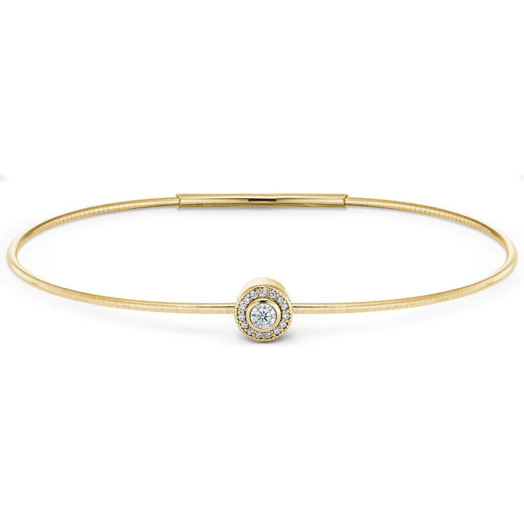 Ladies futuristic gleam bracelets -Gold Finish Finish Sterling Silver Round Simulated Diamond Birth Gem Bracelet with Simulated Diamonds