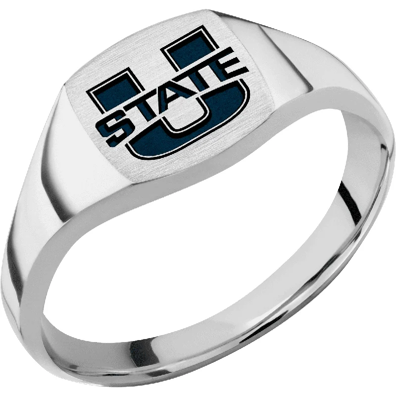 Ladies Rings Sterling Glow-Utah State University Custom Collegiate Cobalt Chrome Signet Ring