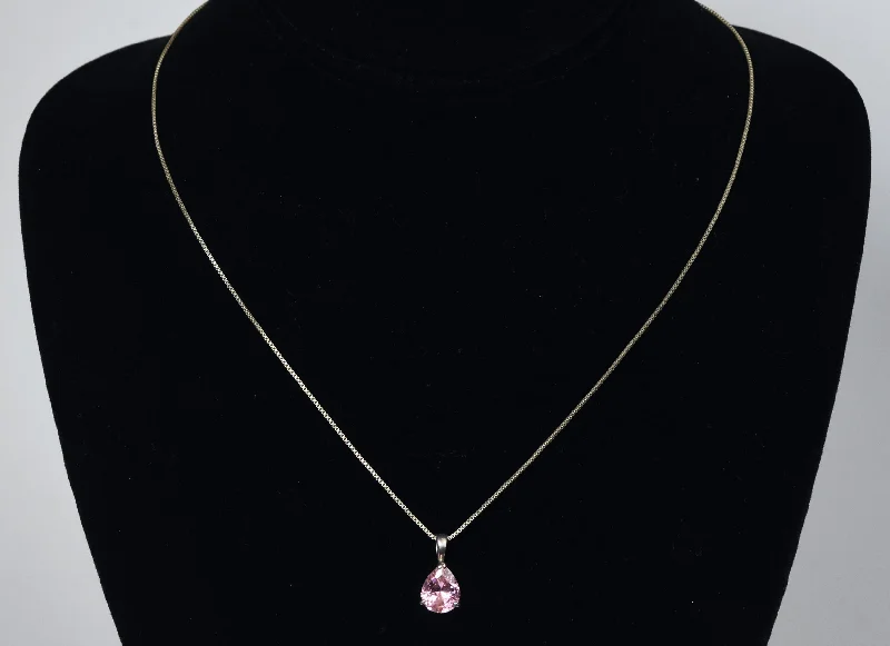 Uneven edge necklaces -Pink Glass Pendant on Sterling Silver Box Link Chain Necklace