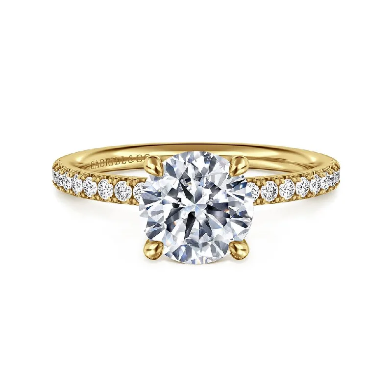 Ladies Engagement Rings Platinum Shine-Gabriel & Co. 14K Yellow Gold Round Pave Diamond Engagement Ring Mounting