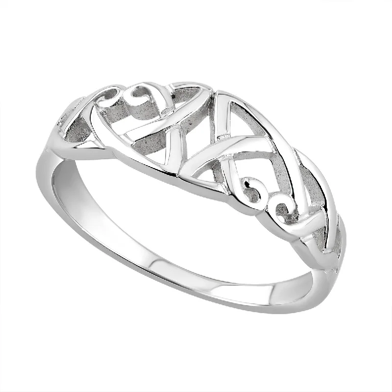 Ladies Rings with Mauve Sugilite-Sterling Silver Celtic Knot Ring