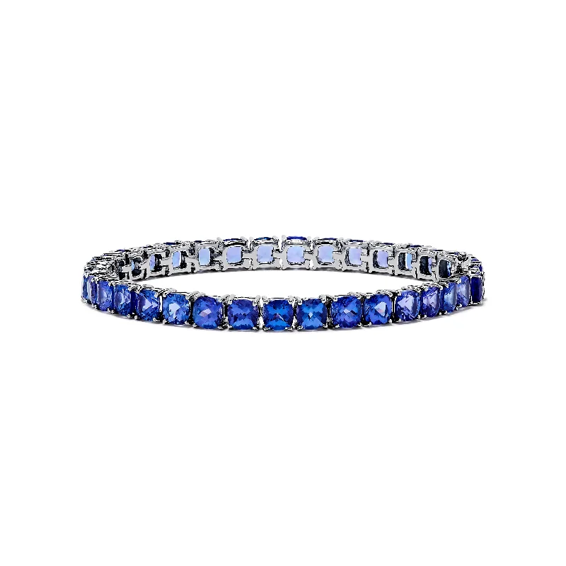 Ladies chunky gleam bracelets -Nahla Siri Sterling Silver Tanzanite Tennis Bracelet