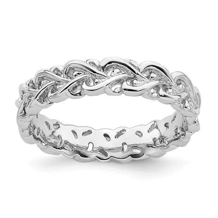 Ladies Rings Thick Spark-Sterling Silver Stackable Expressions Intertwined Heart Ring