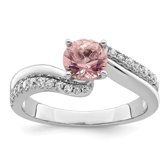 Ladies Rings for Artist Spark-Sterling Silver Pink and White CZ Ring