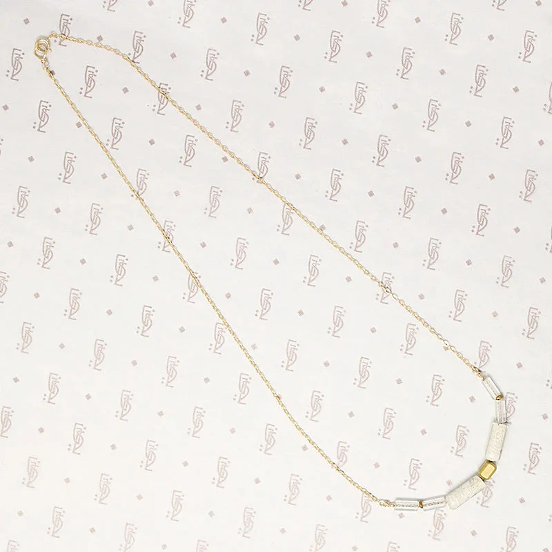 Orbit glow necklaces -Cloudy Day Glass & Brass Bead Necklace by Brin