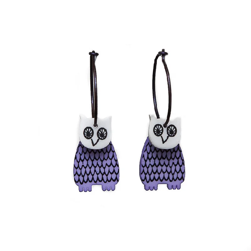 Ladies Earrings with Bronze Enstatite-Lene Lundberg K-Form Lilac Owl Earrings