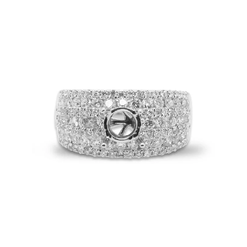 Ladies Engagement Rings Star Glow-14k White Gold Multi Row Diamond Engagement Semi-Mount Ring - 1.45cttw