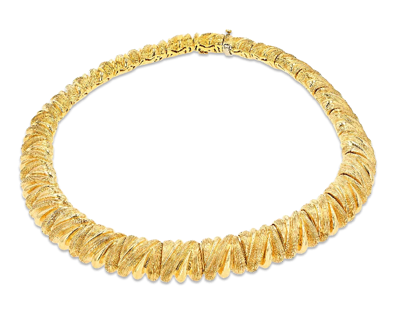 Textured leather necklaces -Henry Dunay Yellow Gold Necklace