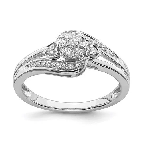 Ladies Engagement Rings Nature Shine-10k White Gold Diamond Cluster Heart Accent Engagement Ring