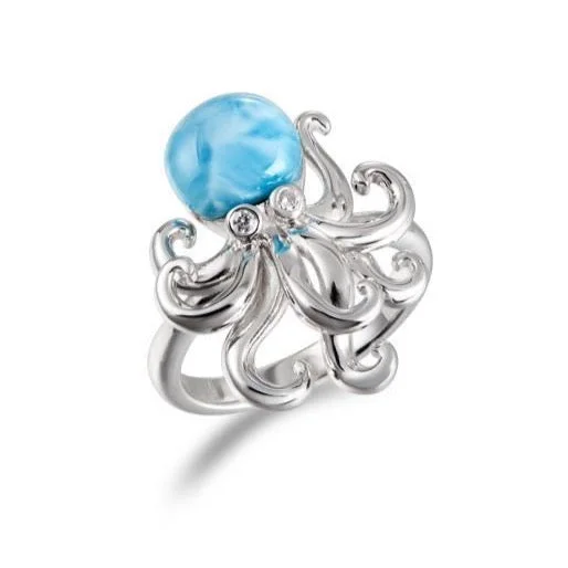 Ladies Rings with Ruby Zoisite-Larimar and Topaz Kraken Ring by Alamea