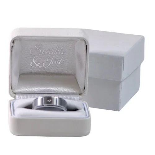 Ladies Rings with Gold Fibrolite-Premium White Double Ring Box