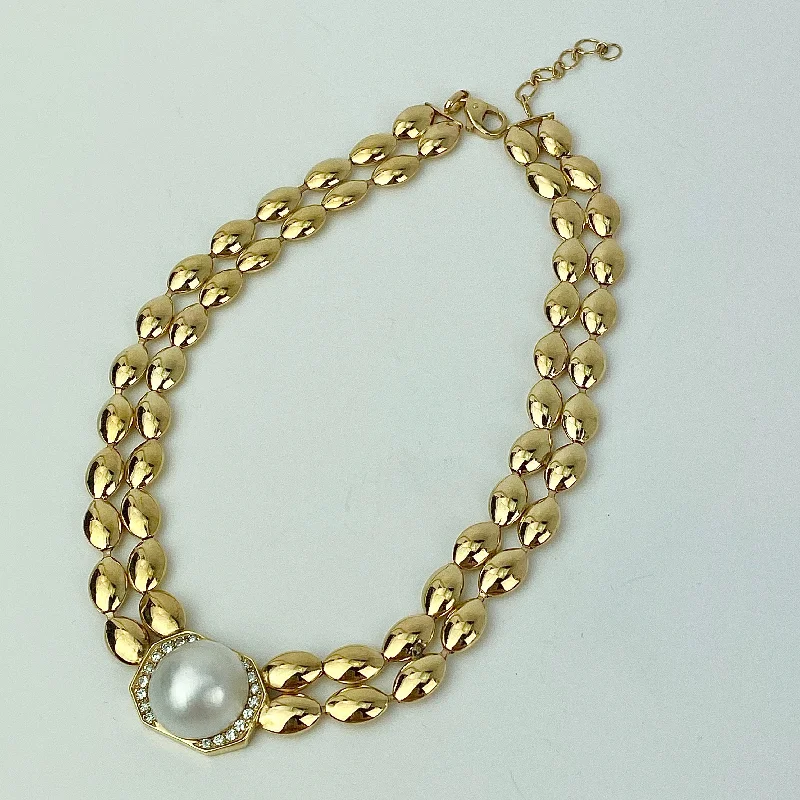 Faithful shine necklaces -Estate Collection - Necklace 14K Yellow Gold/Mabe Pearl