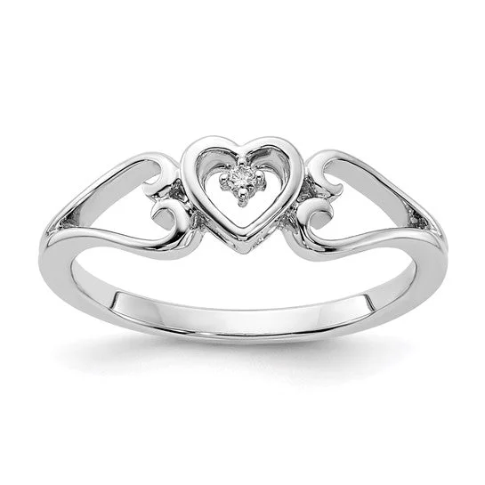 Ladies Rings for Bride Spark-Genuine Diamond Triple Heart Ring