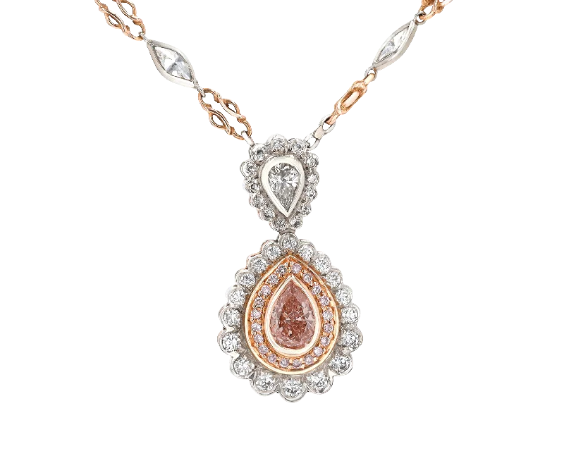 Polished elegance necklaces -Fancy Orangey-Pink Diamond Necklace, 0.84 Carat