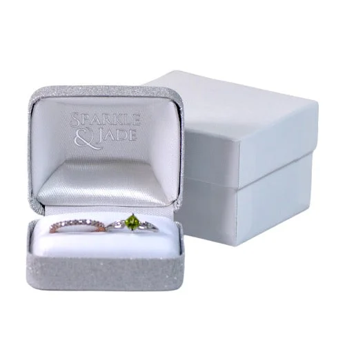 Ladies Rings with Aqua Hemimorphite-Premium Silver Sparkle Double Ring Box