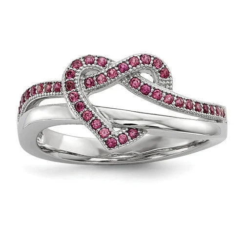 Ladies Rings with Yellow Sanidine-Sterling Silver & CZ Brilliant Embers Pink Heart Knot Ring