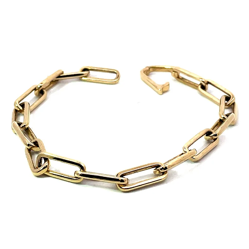 Ladies fragile thin bracelets -HEAVY 14 KARAT GOLD 5.4MM PAPERCLIP BRACELET-VARIOUS LENGTHS