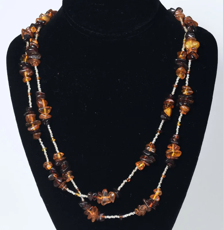 Royal purple necklaces -Amber Bead Single Strand Opera Necklace - 55 inches!