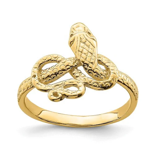 Ladies Rings with Sky Topaz-14k Yellow Gold Snake Ring