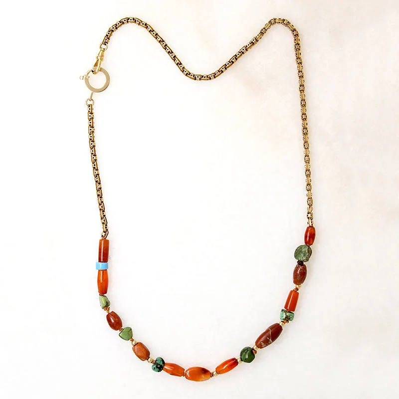 Thick flair necklaces -Colorful Ancient Beads & Fancy Chain Necklace by Ancient Influences