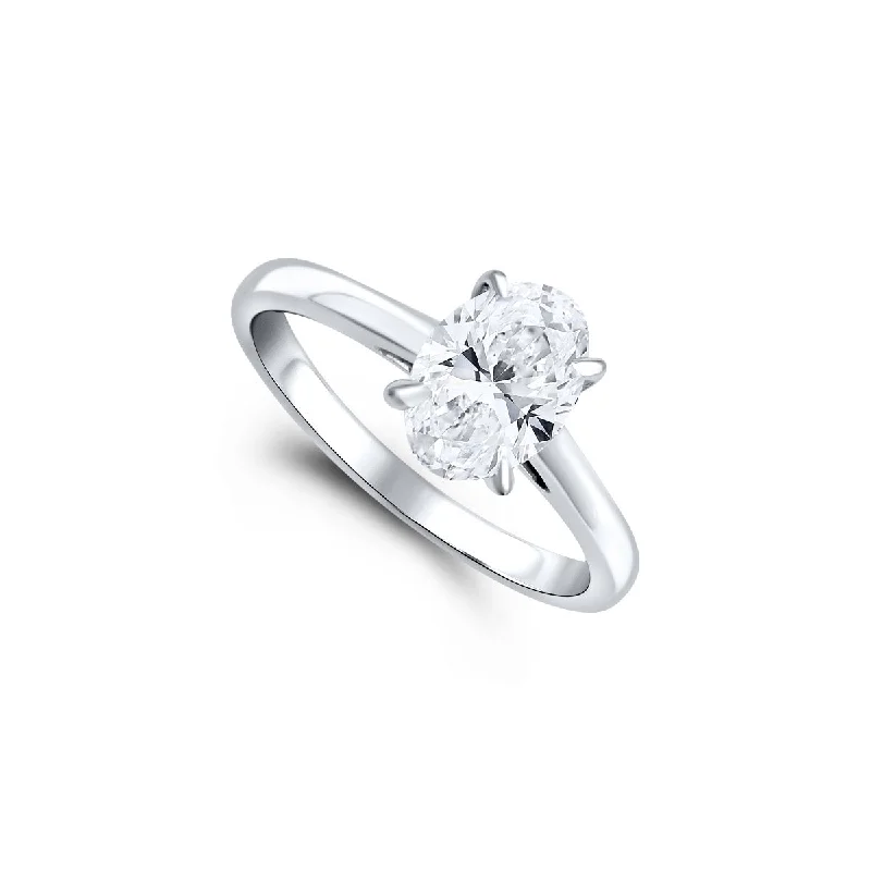 Ladies Engagement Rings Cloud Shine-Oval Solitaire Lab Grown Diamond Engagement Ring