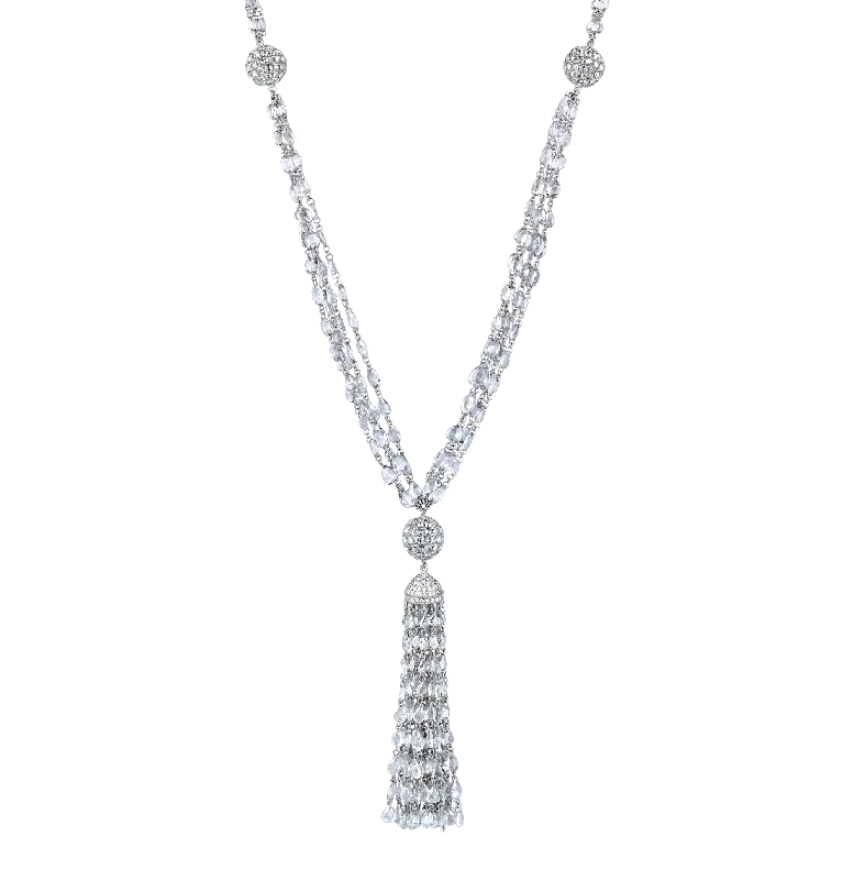 Punk flair necklaces -Diamond Tassel Necklace, 53.94 carats