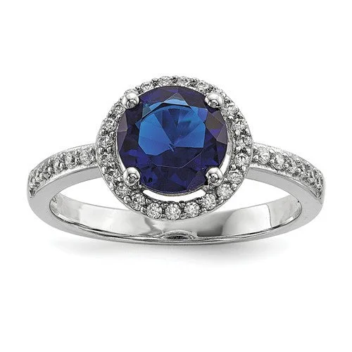 Ladies Rings with Bloom Shine-Sterling Silver White & Blue CZ Brilliant Embers Ring